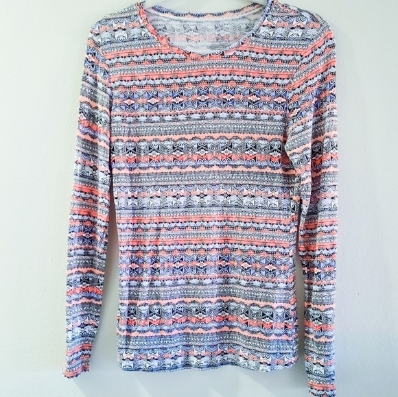 Cuddl Duds Tribal Print Long Sleeve Top M - Picture 1 of 3